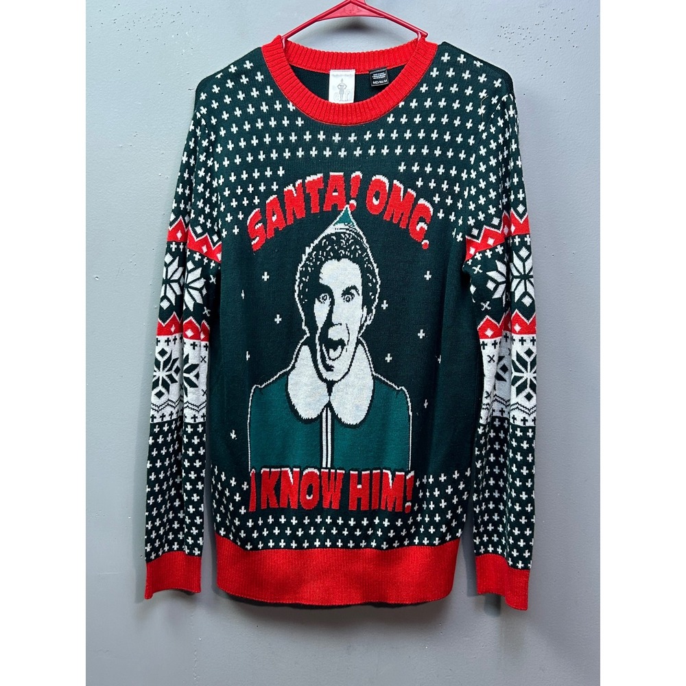 Elf The Movie Sweater Unisex Medium Green Santa OMG I Know Him Ugly Christmas